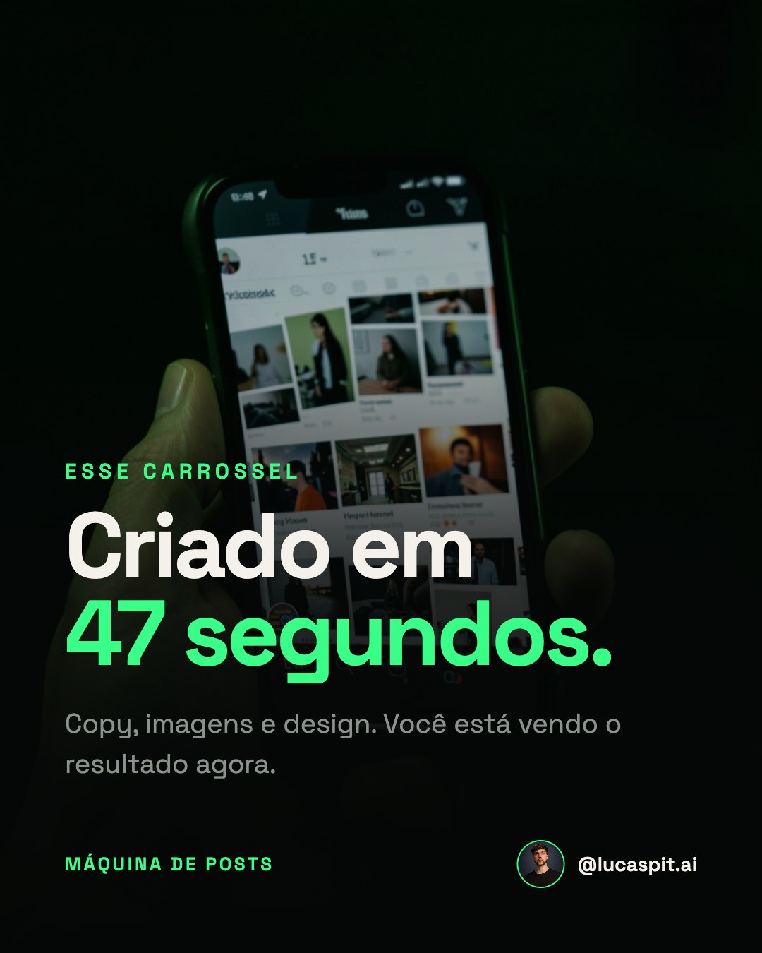 Slide 1 do carrossel gerado pela Máquina de Posts